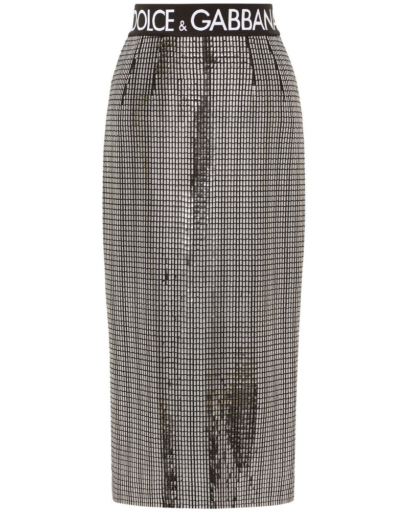 Dolce & Gabbana Damen Midirock mit Logo-Bund