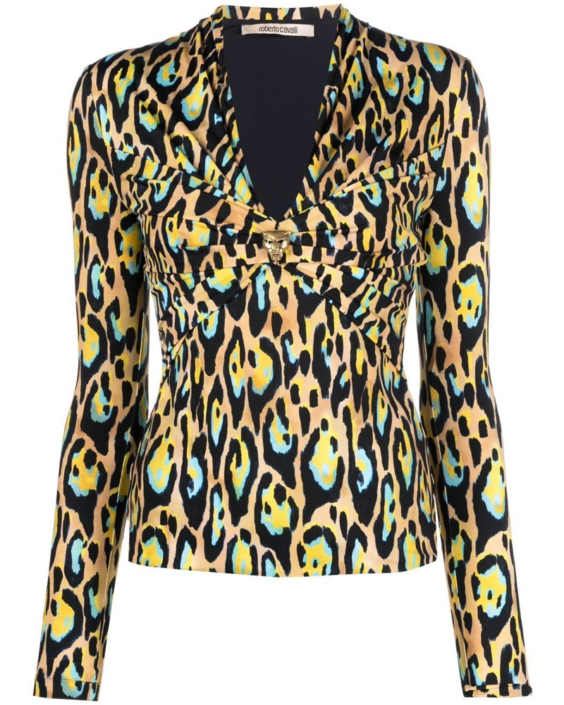Roberto Cavalli Damen Kleid mit Leoparden-Print