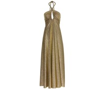 metallic-effect halterneck dress