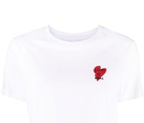 Cropped-T-Shirt mit Herzstickerei