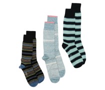 3er-Set gestreifte Socken