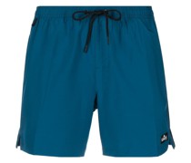 Gestreifte Badeshorts mit Logo-Patch