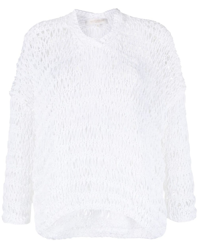 Antonelli Firenze Damen Pullover mit Lochstrickmuster
