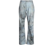 abstract-print bootcut jeans