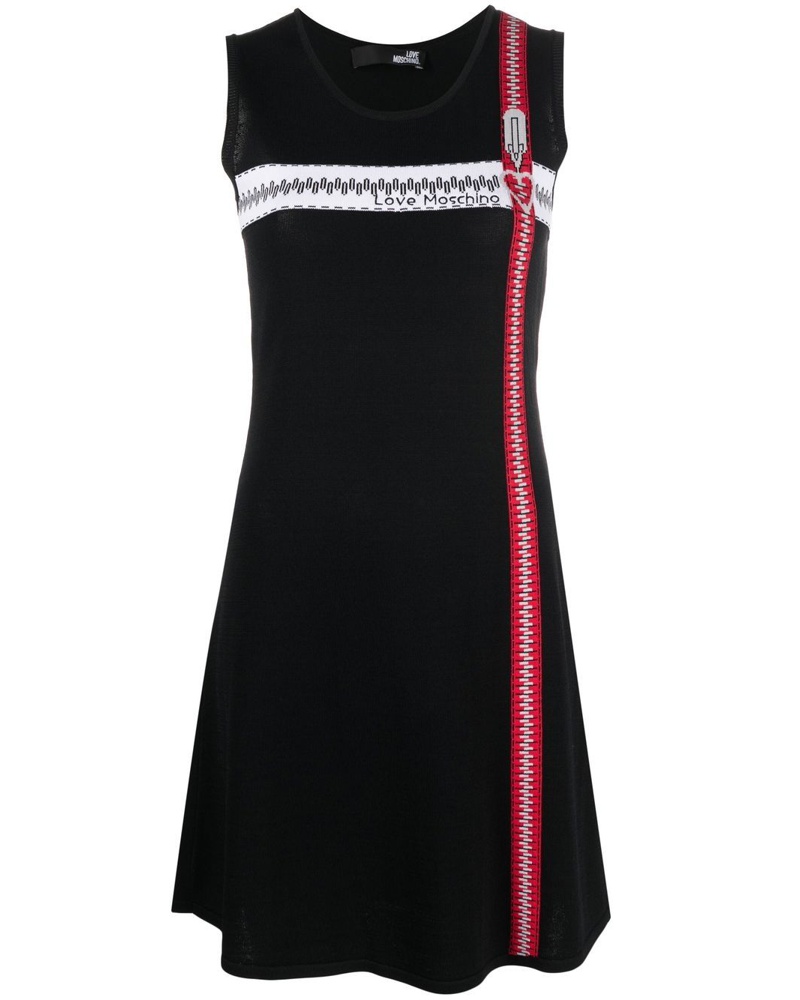 Moschino Damen Kleid mit Reißverschluss-Print