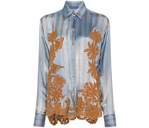 floral-embroidered silk shirt