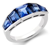 18kt Weißgoldring mit Saphiren