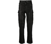 Gerade Cargohose aus Leder