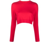 Cropped-Pullover mit Logo-Stickerei