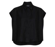 rhinestone-appliqué twill shirt