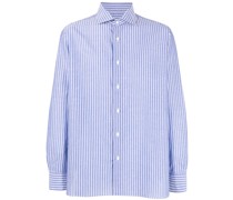 stripe-print cotton-linen shirt
