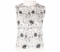 Strickoberteil mit Blumen-Print