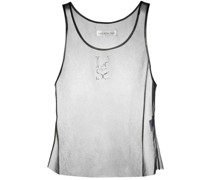 Tanktop aus Mesh mit Kristallen