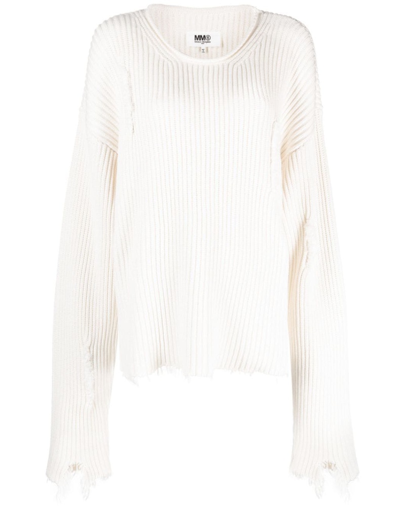 Maison Margiela Damen Gerippter Distressed-Pullover