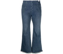 Cropped-Jeans mit Fransensaum