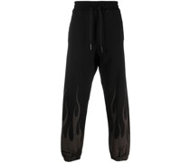 Sporthose mit Flammen-Print