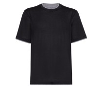 Seiden-Baumwoll-T-Shirt im Layering-Look