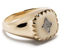 9kt  gold Pierrot diamond signet ring