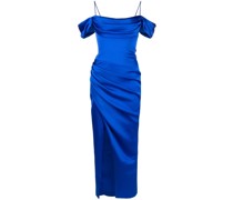 draped satin midi dress
