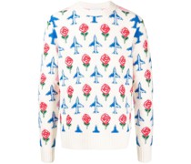 Intarsien-Pullover mit rundem Ausschnitt