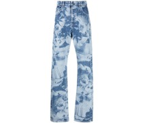 Gerade Jeans mit tropischem Print