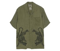 tiger-embroidered short-sleeve shirt