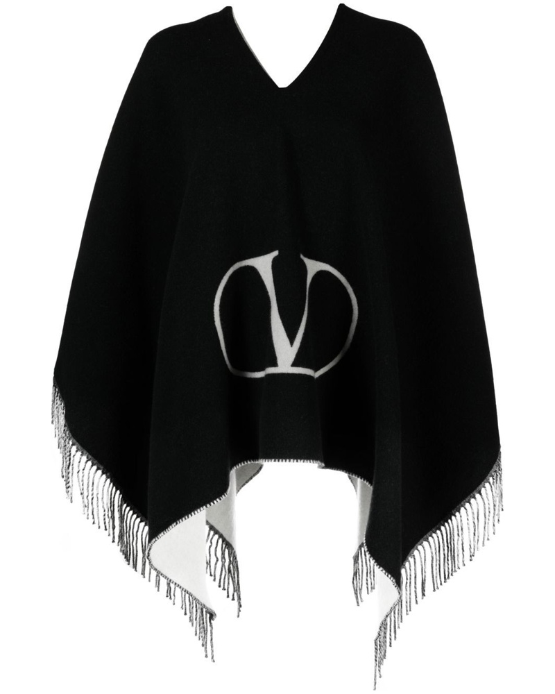 Valentino Garavani Damen VLogo Poncho mit Fransen