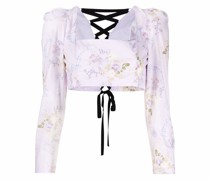Cropped-Bluse mit Blumen-Print