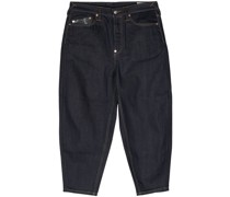 tapered-leg logo-embroidered jeans