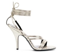 Metallic-Sandalen mit Schlangen-Optik
