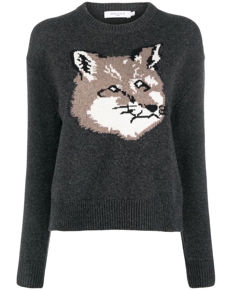 Kitsuné Damen Big Fox Intarsien-Pullover