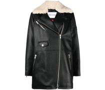 Ledermantel mit Shearling-Kragen
