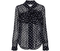polka dot-print semi-sheer blouse