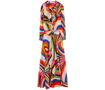 Gerüschtes Maxikleid mit grafischem Print