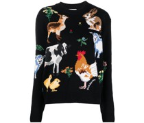 Intarsien-Pullover mit Tieren