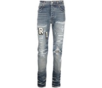 Varsity Skinny-Jeans im Distressed-Look