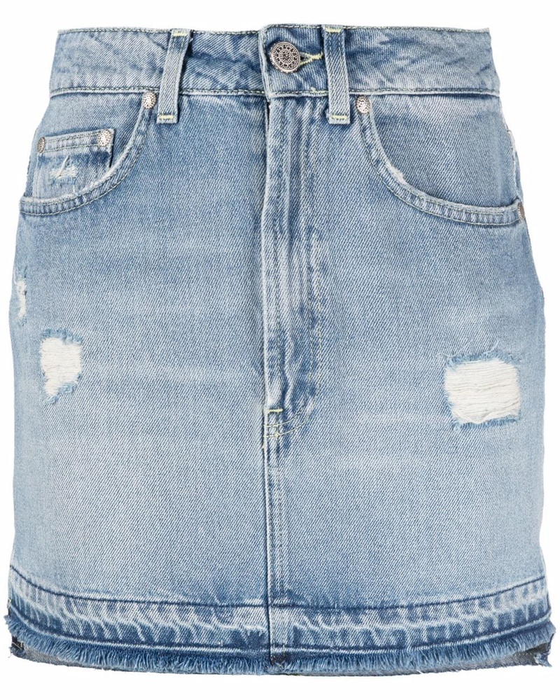 Dondup Damen Jeansrock in Distressed-Optik