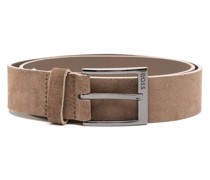 engraved-logo leather belt