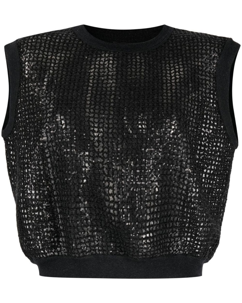 Brunello Cucinelli Damen Cropped-Top in Lochstrick