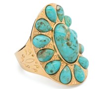 18kt yellow  Navajo turquoise stone ring