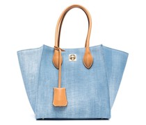 Handtasche mit Lederbesatz