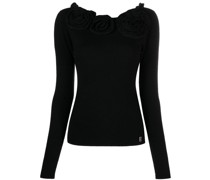floral-detail ribbed-knit Pullover