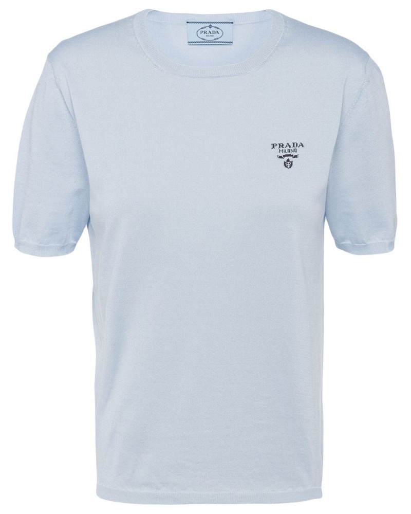 Prada Damen Kurzärmeliger Intarsien-Pullover