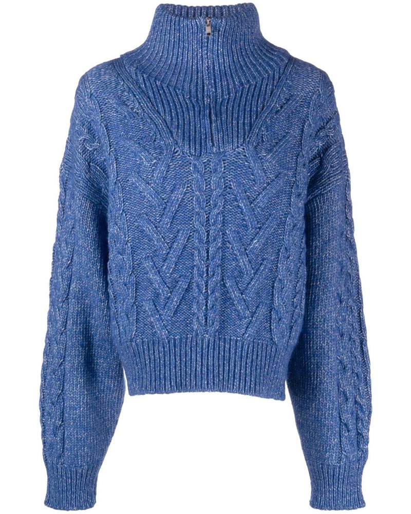 Ganni Damen Gerippter Pullover mit Stehkragen