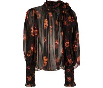 Seidenbluse mit Blumen-Print