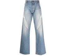 exposed-pocket cotton jeans