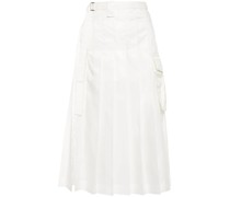 pleated belted midi skirt