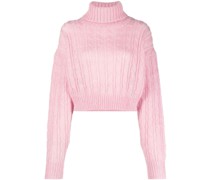 Rollkragenpullover mit Zopfmuster