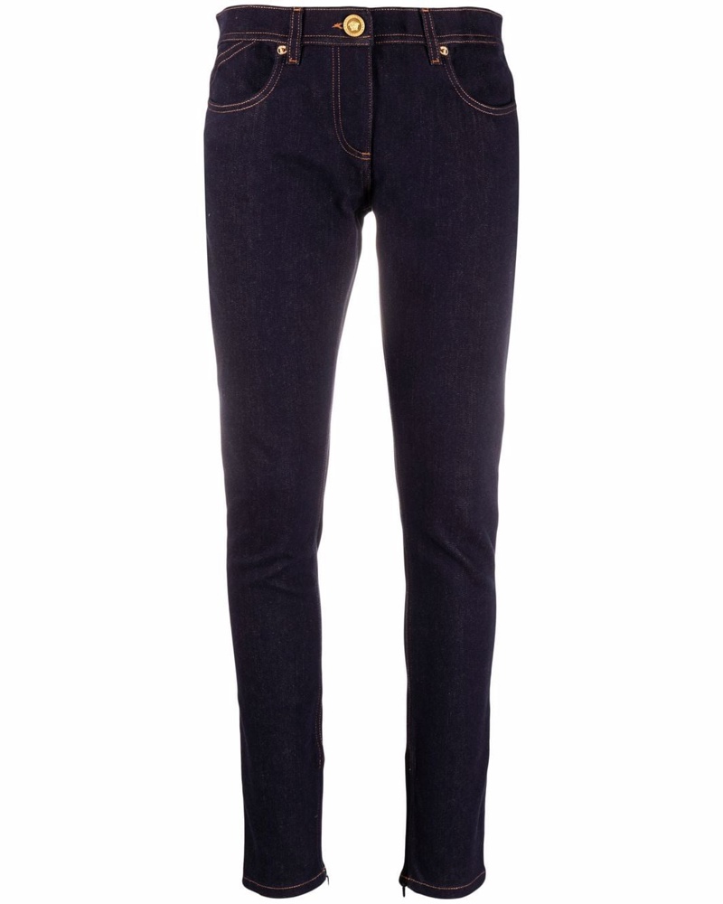 Versace Damen Slim-Fit-Jeans im Patchwork-Look