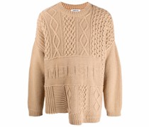 Patchwork-Pullover mit Zopfmuster